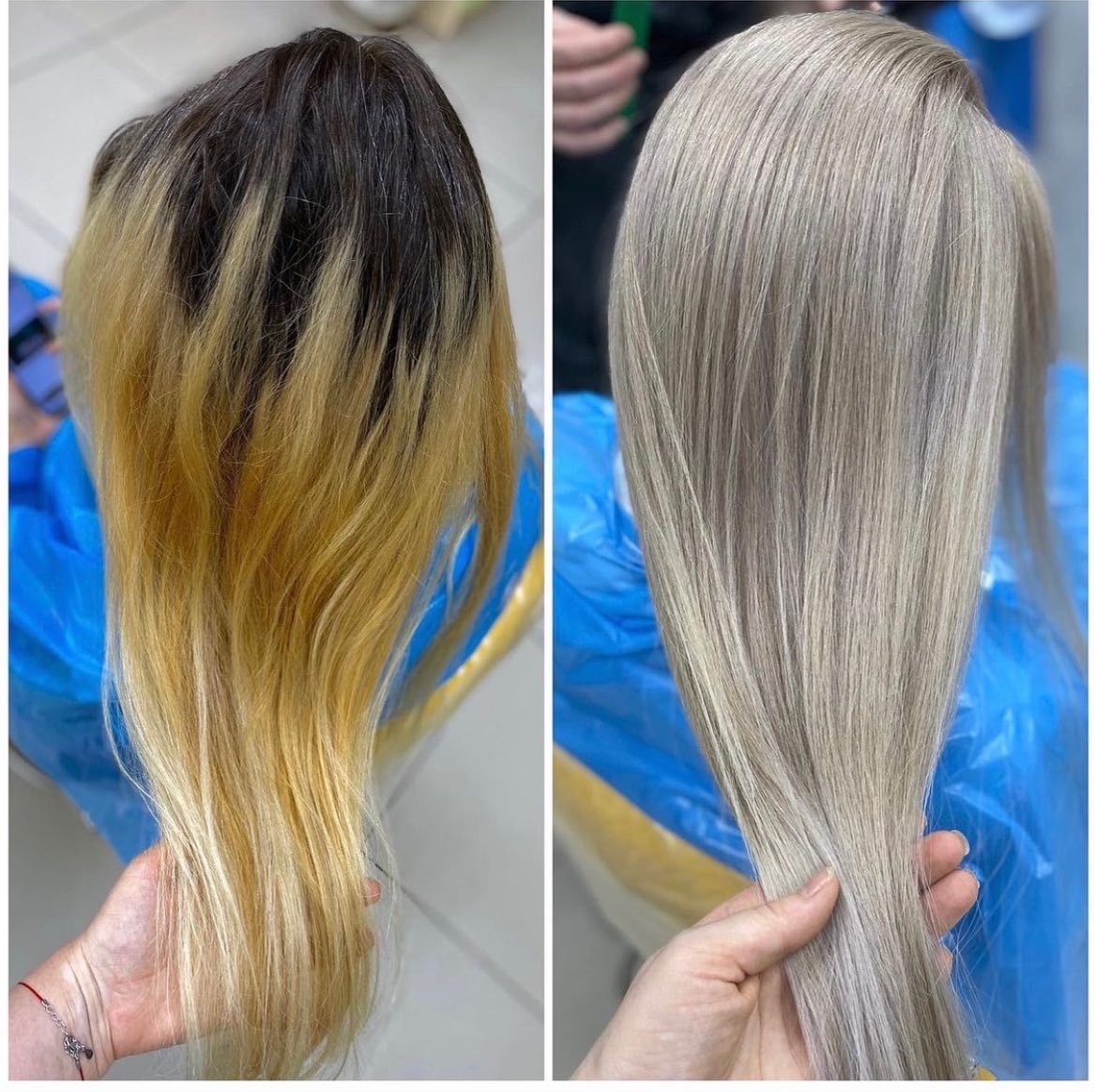 Тотальный блонд, холодный перламутровый оттенок. Как осветлить сильно отросший корень и рыжую длину смотреть онлайн