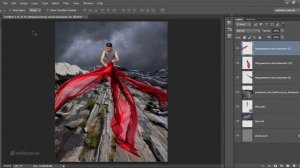 Photoshop Tutorials Photo Effects - Composition of Fabric Fluttering