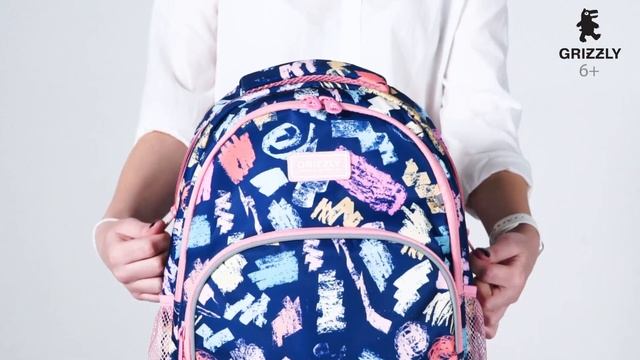Школьный рюкзак с крутым принтом RG-060-3 от GRIZZLY смотреть онлайн