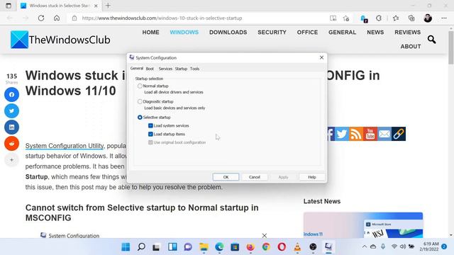 Windows stuck in Selective Startup mode in MSCONFIG in Windows 11/10 смотреть онлайн