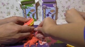 ❀Кинетический песок лепим динозавров из песка формочками❀Unpacking Kinetic color sand