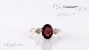 2CT Oval Rhodolite Garnet & Diamond Solid 14 Karat Gold Rings | SG000876