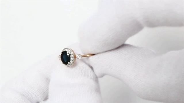 Комплект для прекрасных женщин золотые кольцо и серьги AQUAMARINE  с бриллиантами и сапфирами