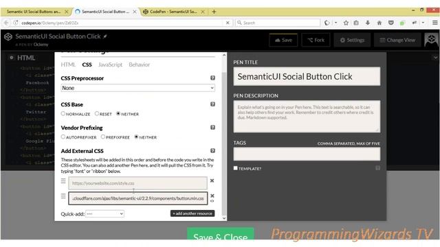 SemanticUI + JQuery Ep.04 : Social Buttons and Onclick смотреть онлайн