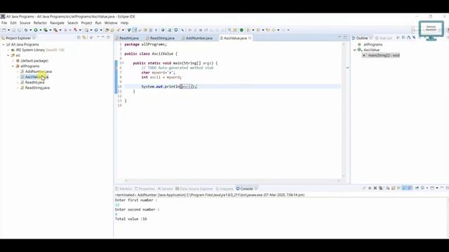 Java Program to find ASCII value with Explanation