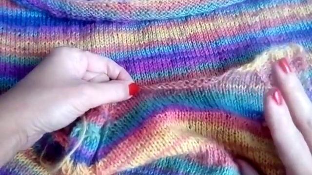 Джемпер из мохера... Реглан...Вязание спицами...Вяжем рукав...Часть 3