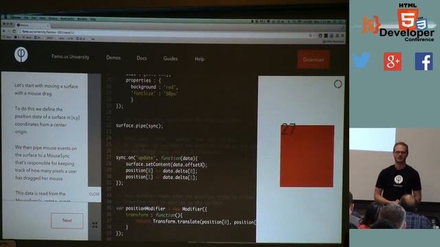 HTML5Devconf May 2014: Dave Fetterman: Building mind-blowing mobile UI in JavaScript with Famo.us P