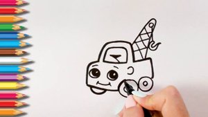 Раскраска для детей ПОДЪЕМНЫЙ КРАН. Как нарисовать КРАН? Мультик - раскраска