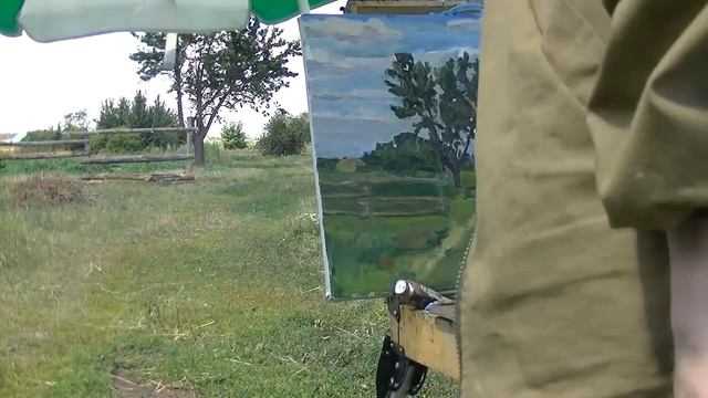 Сельский полдень. Пленэр. Живопись маслом смотреть онлайн