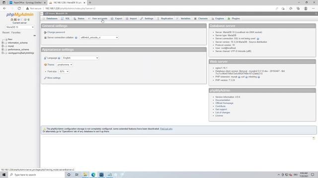 Synology NAS DATABASE migration MariaDB 5 to MariaDB 10  Upgrade DSM 7  PaperOffice DMS