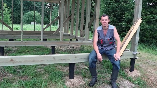 Наш каркасный дом на берегу озера получил крышу! смотреть онлайн