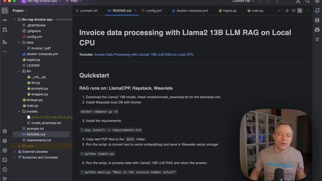 Invoice Data Processing with Llama2 13B LLM RAG on Local CPU [Weaviate, Llama.cpp, Haystack]