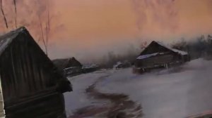 Видео-урок Игоря Сахарова "Зимняя деревня" / Живопись маслом для начинающих / Полные уроки 2021