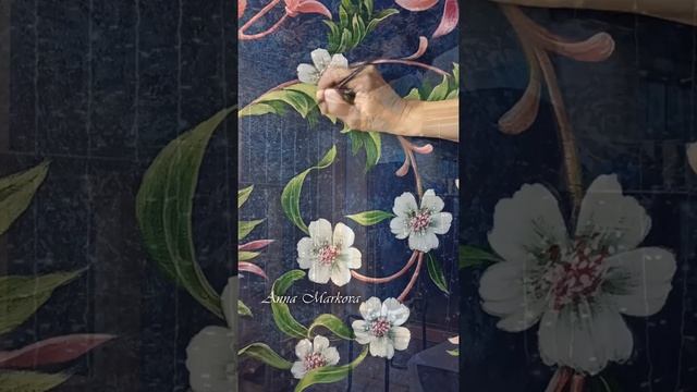 Роспись потолка. Цветочный орнамент. смотреть онлайн