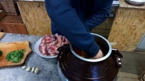Баранья лопатка томлёная в Афганском Казане с овощами