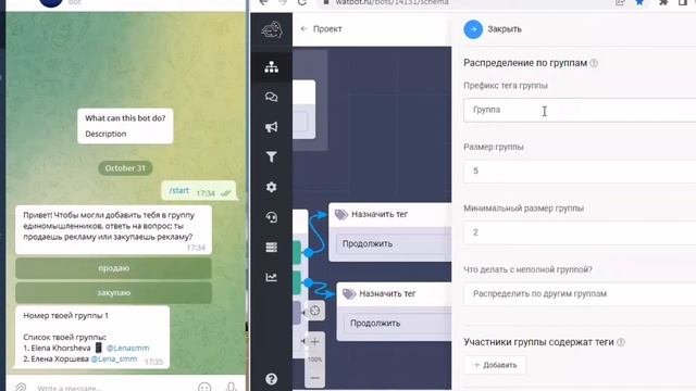 Как распределить по группам пользователей чат-бота