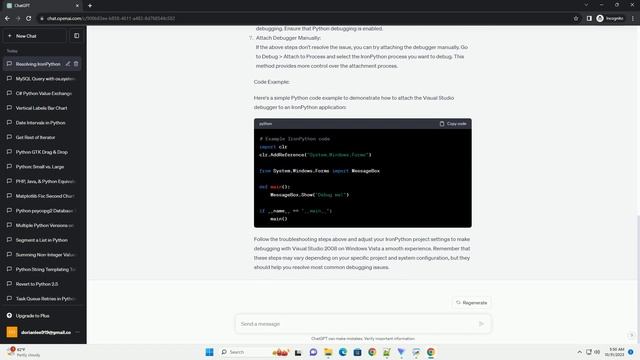 FAiled to attach Visual Studio 2008 to an application with IronPython on Vista