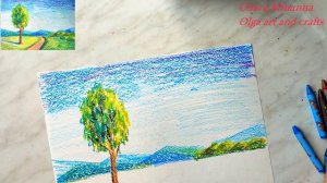 Просто и быстро рисуем осень, лето восковыми мелками или карандашами. Draw autumn, summer.