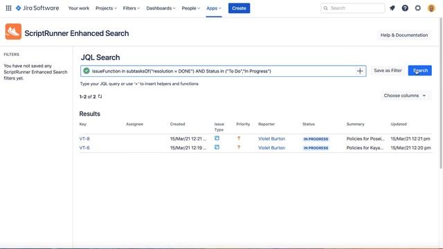 Enhanced Search | ScriptRunner for Jira Cloud