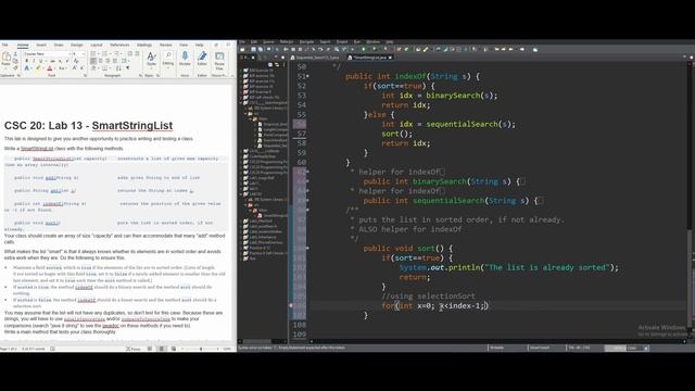 SmartStringList entire JAVA assignment | Programming Concepts and Methodology Lab 13 (CSC20)