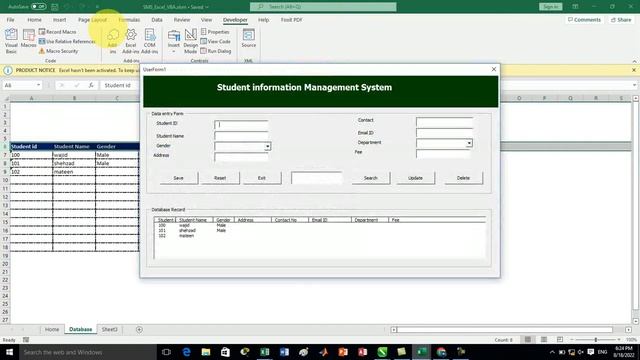 Student Information Management System Using Excel GUI VBA enable || Advanced Excel Part-II
