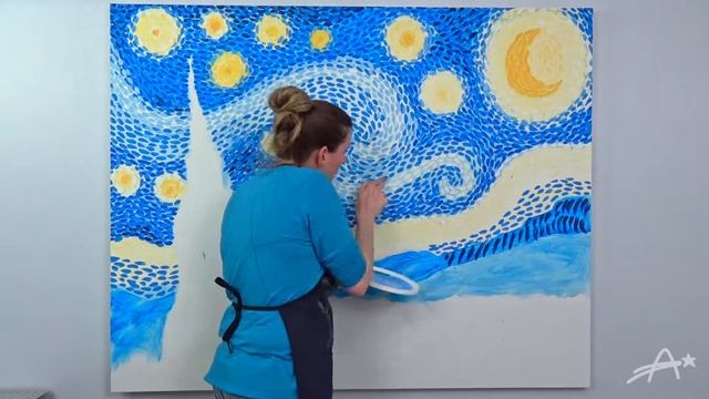 Finger Painting the Starry Starry Night (Van Gogh) - Painting Challenge смотреть онлайн