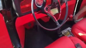 VW Beetle convertible ckassic. Custom interior. NJ upholstery shop full red interior