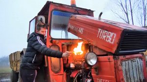 Необычные запуски дизельных двигателей на старых тракторах. Caterpillar и Universal