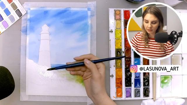 Как нарисовать морской пейзаж акварелью. Акварель для начинающих.