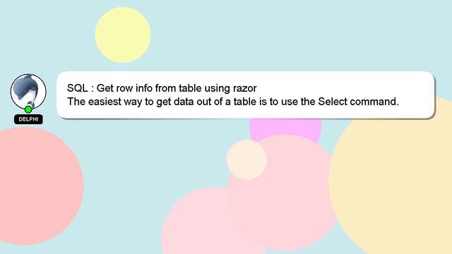 SQL : Get row info from table using razor
