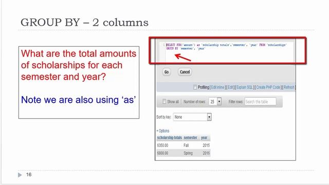 PHP / MySQL Course  11 - SQL Aggregate Functions and Grouping in phpMyAdmin
