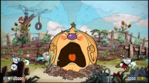 Cuphead-первый босс. Прохождение Капхедом и Магменом.