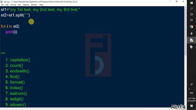 Python (String Manipulation Functions, Session - 2) | Part - 9 for Absolute Beginner | F5 Classes