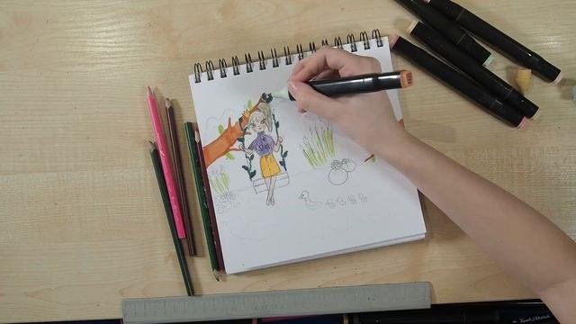 Рисунок акварельными карандашами