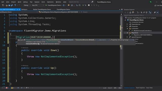 Using fluentmigrator for automated database deployment (in ASP.NET Core)