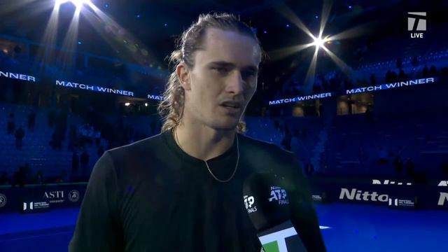 Alexander Zverev Wins his Opening Match in Turin Over Alcaraz | 2023 Nitto ATP Finals Interview смотреть онлайн
