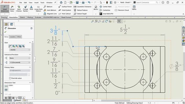 SolidWorks Simple Part Drawing / СолидВоркс Простая деталь Чертеж