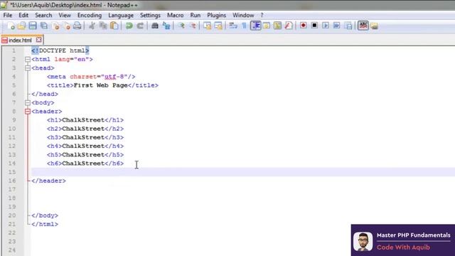 Working on the body of the webpage - Chapter 14/19 | Master PHP Fundamentals