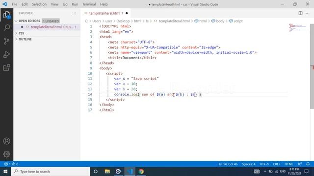 Template Literal in JavaScript | Template String in JavaScript | JavaScript for Beginners in Telugu