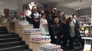 Finnish National Opera's chorus singers perform in a new bookstore