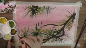 Синички на ветке. Рисование гуашью. right-hand drawing #art_ivlieva