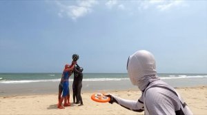 Spider-Man Party On The Beach || PRO 5 SUPERHERO BATTLE CAMP