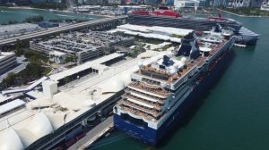 8 Cruise Ships At Port Miami, 4K Drone Video Of Carnival Sunrise, Norwegian Joy, Virgin & More.