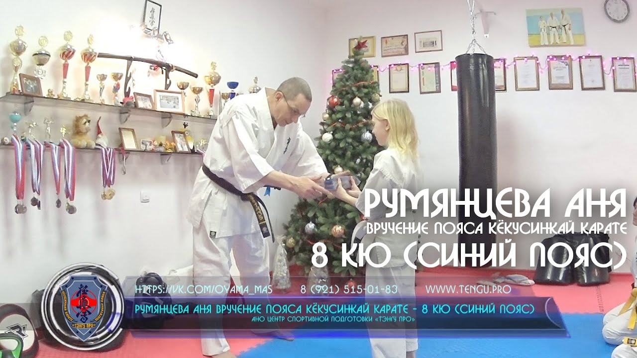 Румянцева аня Вручение пояса кёкусинкай карате - 8 кю (Синий пояс)