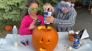Heidi and Zidane Elephant Toothpaste Science Experiments Halloween Edition