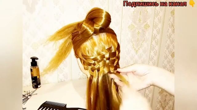 Урок 103. Корзинка с розами. Изысканная прическа на торжество. Легко и шикарно!