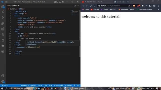 java script events properties mouseover event java script tutorials for beginners