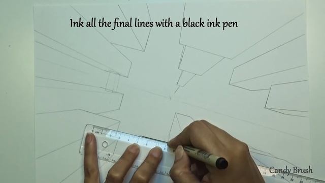 How to draw A City in one point perspective looking up view