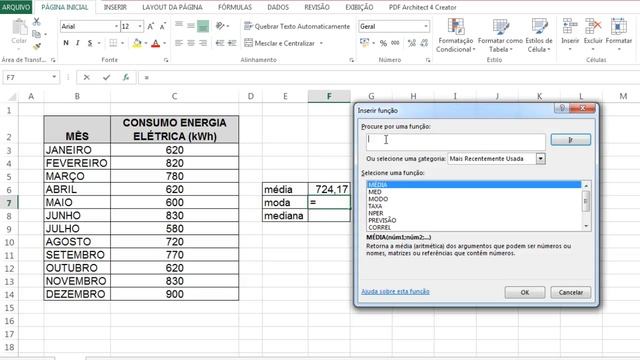 Como calcular a Média  Moda e  Mediana  no EXCEL