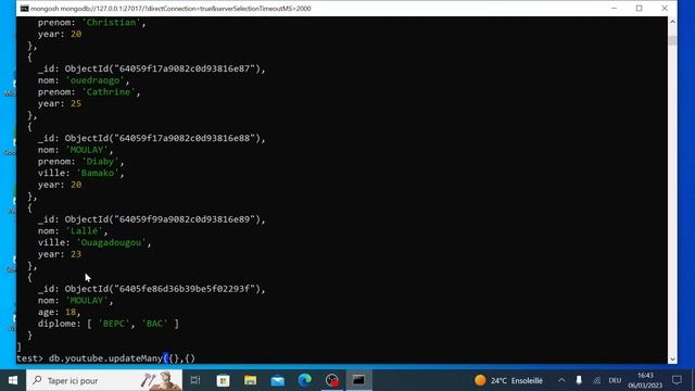 mongodb : modification de donnée sur mongodb смотреть онлайн